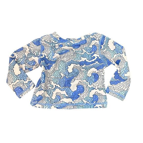 NWT Ruffle Butts Swim Zipper Rash Guard Infant 6-12m Ocean Camo Long Sleeve - Picture 1 of 12